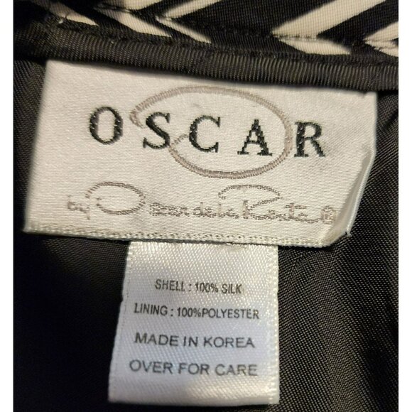 Oscar de la Renta Silk Chevron Pencil Skirt 10 | 100% Silk | Black/White - Picture 2 of 7